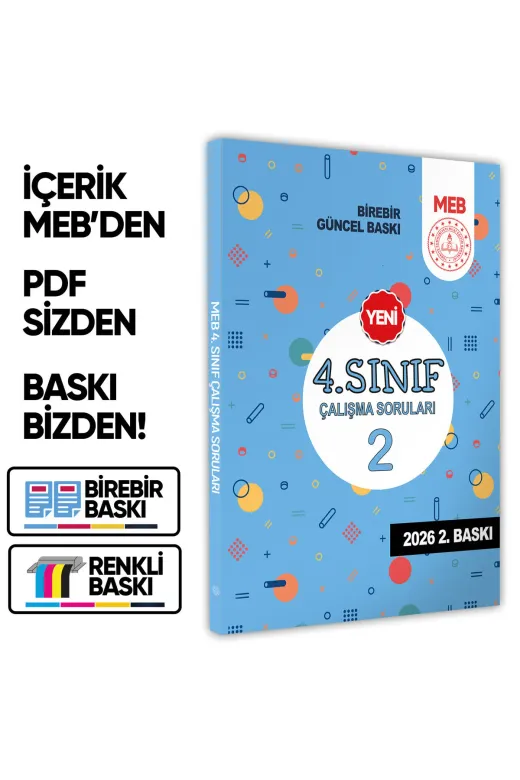 Karakutu Yayınları Meb4sınıfCalismaSor2 2026 Meb İlkokul 4.sınıf Çalışma Soruları 2 Tüm Dersler Kazanım Pekiştirme Kitabı Baski Ücreti