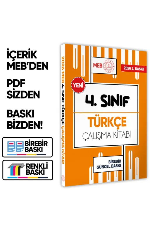 Karakutu Yayınları Meb4sınıfTurkceÇALIŞKİTABI 2026 Meb Ödm İlkokul 4.sınıf Türkçe Çalışma Kitabı Alıştırmalı/etkinlikli Soru Bankası Baski Ücreti