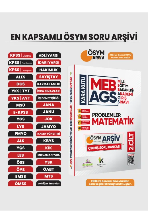 Karakutu Yayınları MEBAGSMAT2cKD Meb Ags Matematik Kara Kutu 2.cilt En Kapsamlı Ösym Çıkmış Soru Bankası Konu Özetli Dijital Çözümlü