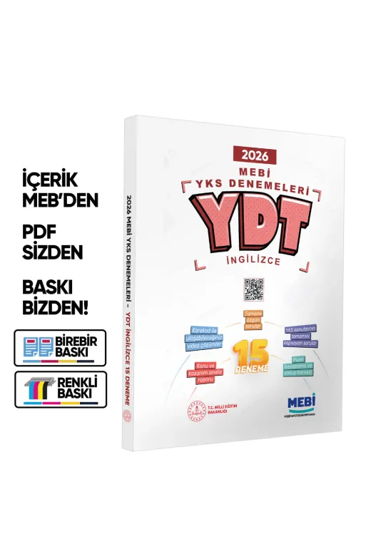 Karakutu Yayınları MEBİ15liYDT2026DNMkitabı 2026 Mebi Yks-Ydt 15Li Deneme Kitabı Video Çözümlü Renkli Baski Ücreti
