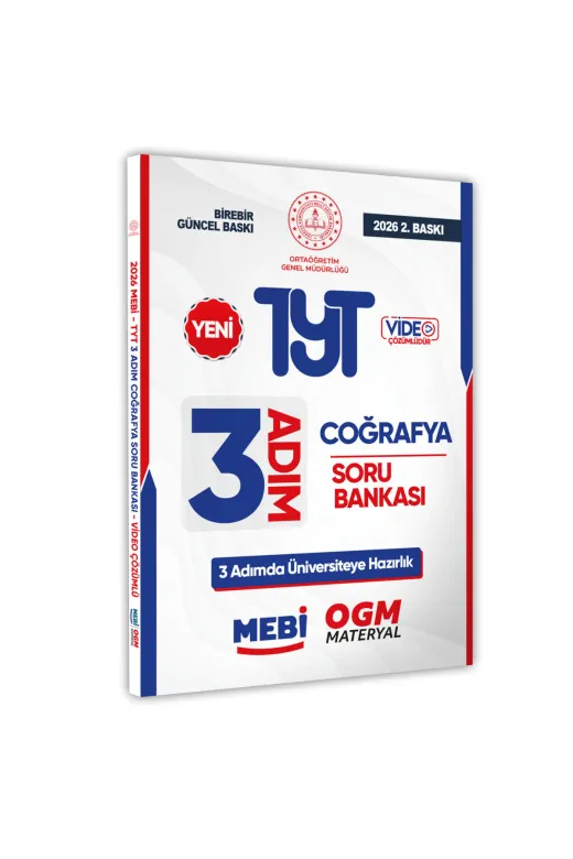 Karakutu Yayınları MEBİTYTcografya3adımSB 2026 Tyt Mebi-Ogm 3 Adim Coğrafya Soru Bankası Renkli A4 Boyut Video Çözümlü Baski Ücreti