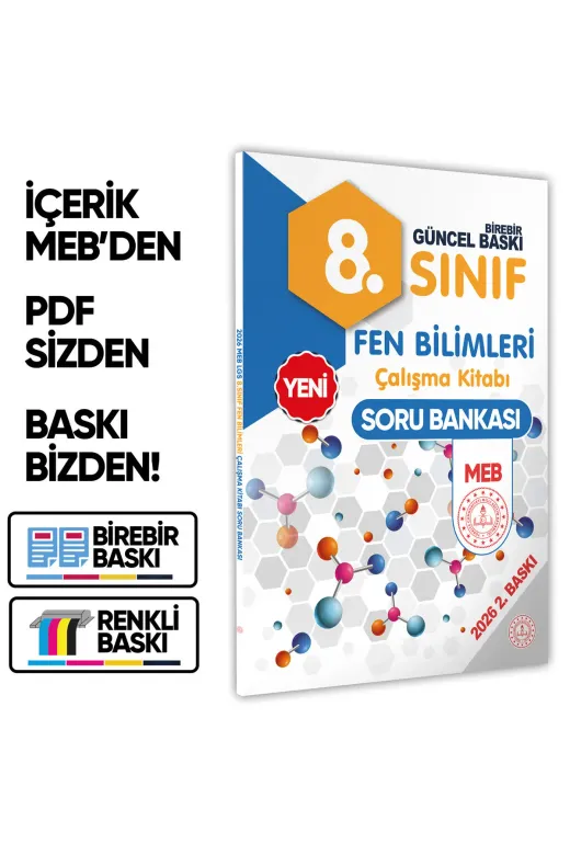 Karakutu Yayınları MEBlgsFENçkSB 2026 8.sınıf Lgs Fen Bilimleri Meb Çks (Renkli Baskı A4 Boyutlu) Baski Ücreti