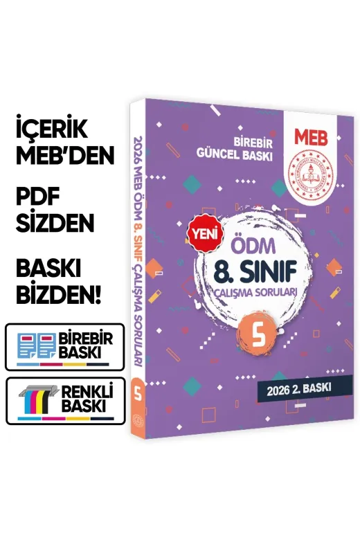 Karakutu Yayınları MEBLödmGSçalısmakitabı5SB 2026 Lgs Meb Çalışma Soruları Ölçme Değerlendirme Merkezi Ödm 8.sınıf Çalışma Kitabı 5 Baski Ücreti