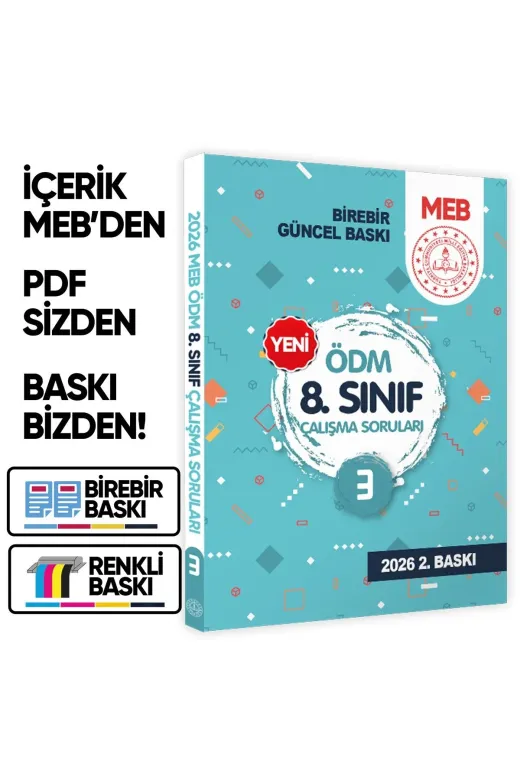 Karakutu Yayınları MEBödmLGSçalısmakitabı3SB 2026 Lgs Meb Çalışma Soruları Ölçme Değerlendirme Merkezi Ödm 8.sınıf Çalışma Kitabı 3 Baski Ücreti