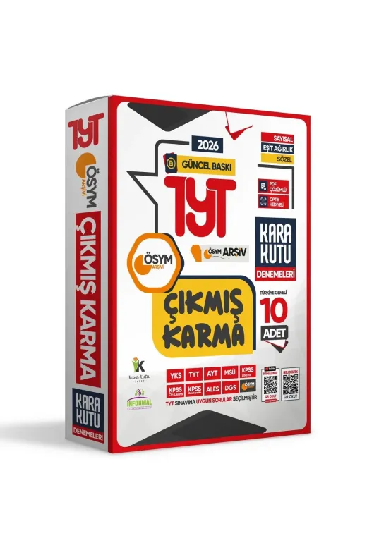 Karakutu Yayınları TYT10LUçıkmışKARMA4046 2026 Tyt Ösym Çıkmış Karma Kara Kutu Sayısal-Sözel-Eşit Ağırlık Tg 10Lu Deneme Paketi D.çözümlü