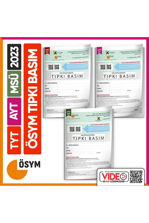 Karakutu Yayınları TYTaytMSU3lü2023TIPKI4048 2023 Yks-Tyt-Ayt-Msü Ösym Çıkmış Soru Tıpkı Basım 3Lü Deneme Kitapçıkları Türkiye G. Video Çözümlü