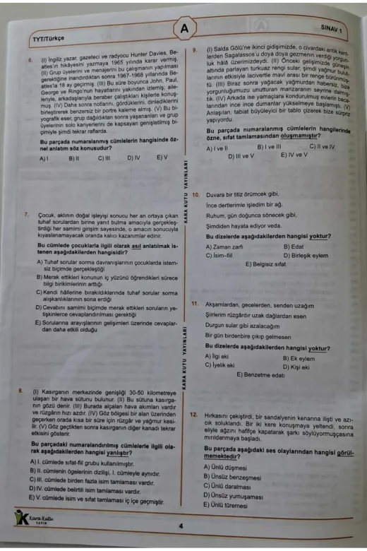 Karakutu Yayınları TYTkarmaÖSYMdnm1 2026 Tyt Ösym Arşivi Karma Kara Kutu Çıkmış Soru Türkiye Geneli D. Çözümlü Deneme 10/1.kitapçık