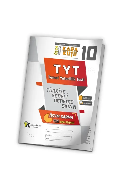Karakutu Yayınları TYTKarmaÖSYMdnm10 2026 Tyt Ösym Arşivi Karma Kara Kutu Çıkmış Soru Türkiye Geneli D. Çözümlü Deneme 10/10.kitapçık