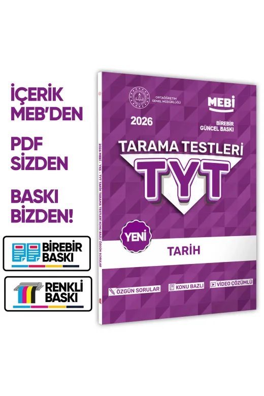 Karakutu Yayınları TYTMATTEKKITAP4048 2026 Yks-Tyt Mebi-Ogm 8Li Tüm Dersler Özgün Tarama Test Kitabı A4 Boyut Renkli Görsel Baski Ücreti