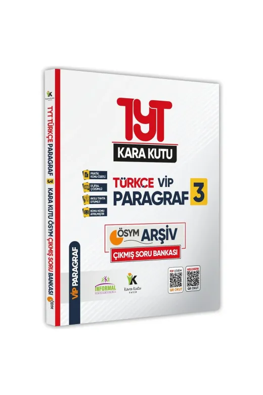 Karakutu Yayınları TYTPRGRF3vipKD Tyt Türkçenin Kara Kutusu Paragraf Vip 3 Ösym Arşivi Çikmiş Soru Havuzu Bankası Konu Özetli Çözümlü