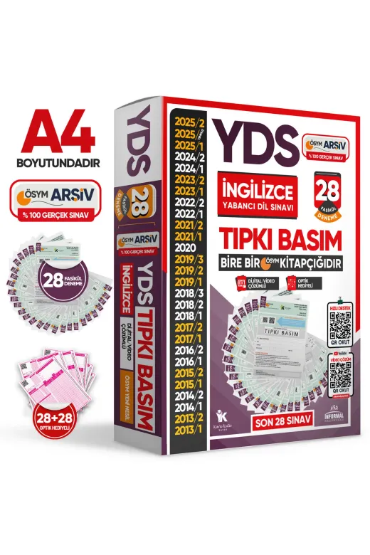 Karakutu Yayınları TYTSOSTEKKITAP4042 2026 Yds İngilizce Ösym Tıpkı Basım Çıkmış Soru Deneme Paketi 28Li Dijital Çözümlü Fasikül Seti