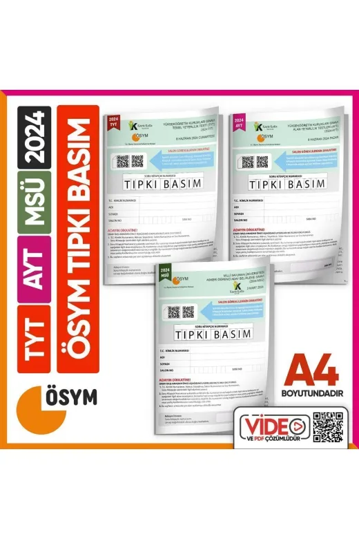 Karakutu Yayınları TYTTIPKISET4046ktsz 2024 Tyt-Ayt-Msü Ösym Çıkmış Soru Tıpkı Basım 3 Kitapçık Seti Türkiye Geneli Dijital Çözümlü