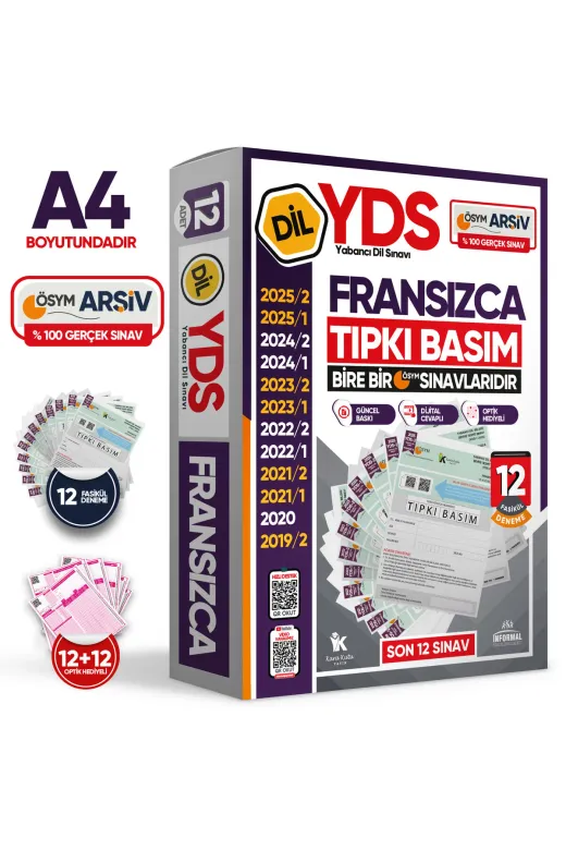 Karakutu Yayınları YDSTıpkıFrans12li4050 2026 Yds Fransızca Ösym Tıpkı Basım Çıkmış Soru Deneme Paketi 12Li Fasikül Seti