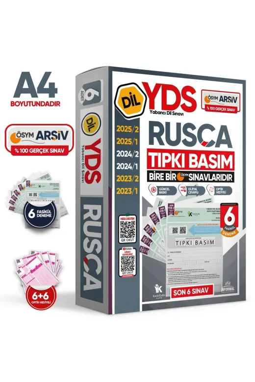 Karakutu Yayınları YDSTıpkıRusça6lı 2026 Yds Rusça Ösym Tıpkı Basım Çıkmış Soru Deneme Paketi 6Lı Fasikül Seti