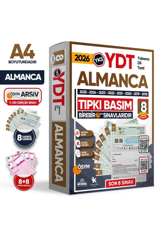 Karakutu Yayınları YDTAlmancaTIPKI 2026 Yks Ydt (Yabancı Dil Testi) Almanca Ösym Çıkmış Soru Tıpkı Basım Deneme Paketi 8Li Türkiye G.