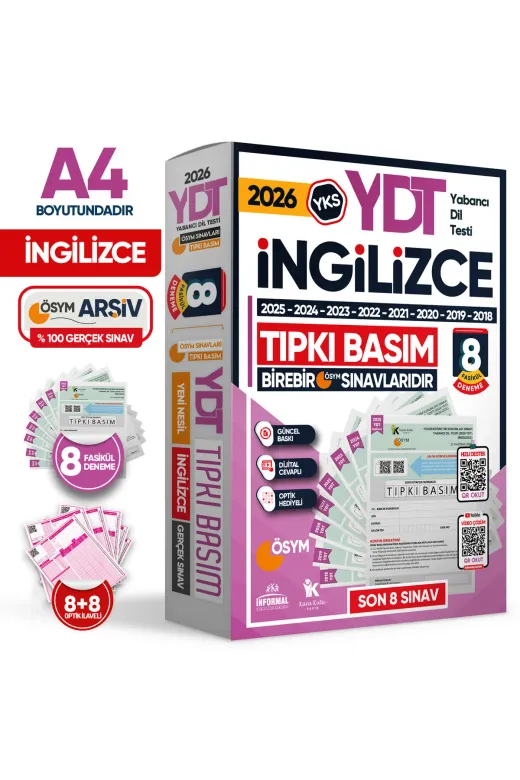Karakutu Yayınları YDTing6tıpkı5liKARMA 2026 Yks Ydt İngilizce Ösym Çıkmış Soru 8Li Tıpkı Basım Ve 5Li Çıkmış Karma Deneme Seti Tg Çözümlü