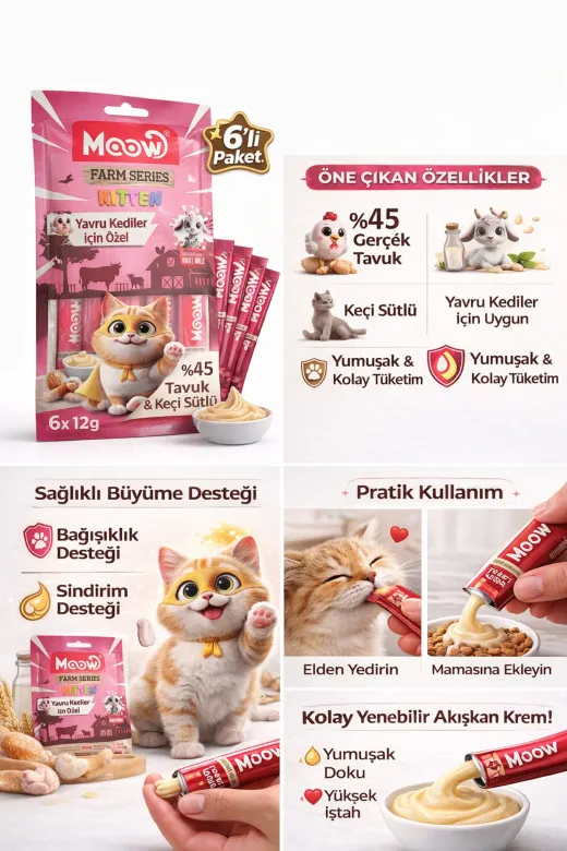 karamelpet 13441-2 Tavuklu Ve Keçi Sütlü Yavru Kedi Krema Ödül Maması 6 X 12 Gr