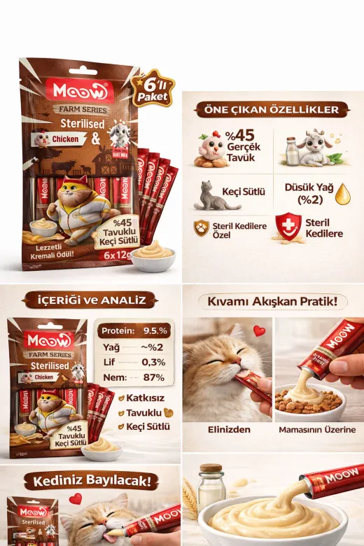 karamelpet 13441 Tavuklu Keçi Sütlü 12Gr X 6 Adet Sterilised Kedi Krema Ödülü