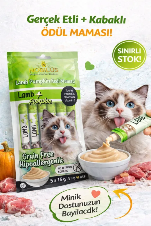 karamelpet 13460-3 Nobilus Kuzu Etli Kedi Krema Ödül Maması 5 X 15 Gr