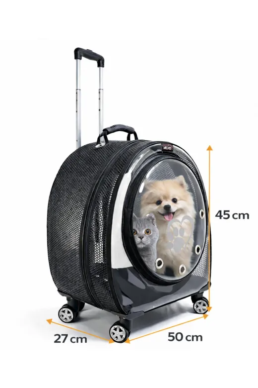 karamelpet KP-FLLVLZ-MVXL X Large Fileli Tekerlekli Kedi Köpek Taşıma Çantası 45 X 50 X 27 Cm Siyah 15 Kg
