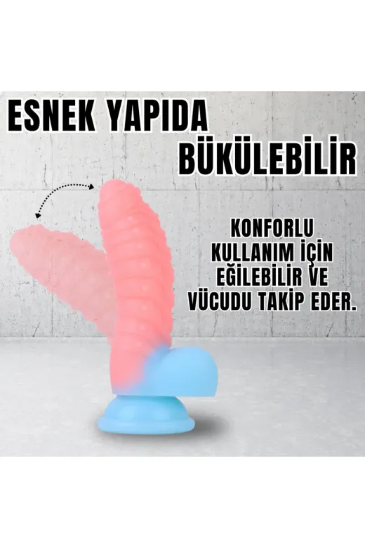 Karanlıkta Parlayan Tırtıklı Dildo Ultra Yumuşak Realistik Yapay Penis