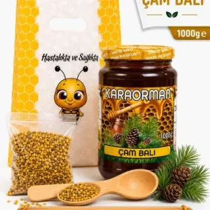 Karaorman Çam Balı 1000g | Tahta Kaşık ve Polen Hediye
