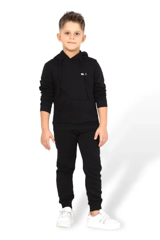 KARB TKMKAP9090 Unisex Kız Ve Erkek Çocuk Kapüşonlu Alt Ve Üst Eşofman Takım Yüzde Yüz Pamuk Çocuk Pijama Takım
