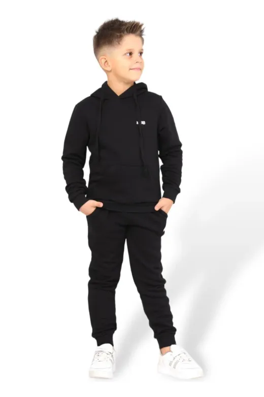 KARB TKMKAP9090 Unisex Kız Ve Erkek Çocuk Kapüşonlu Alt Ve Üst Eşofman Takım Yüzde Yüz Pamuk Çocuk Pijama Takım