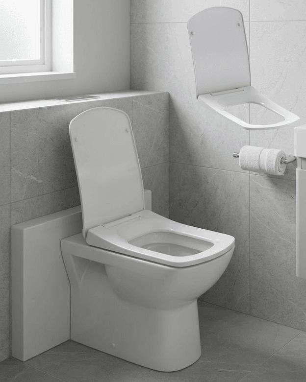 Kare Slim Klozet Kapağı Sessiz Kapanma Dayanıklı Tasarım