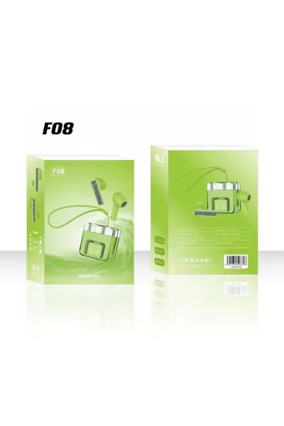 Karler Bass F08 Dijital Şarj Göstergeli TWS Bluetooth Kulaklık - Yeşil