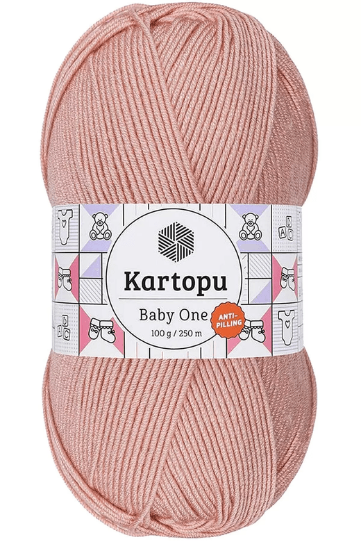 Kartopu RT-4ZIWSZIVZ8 1 Adet Baby One Tüylenmeyen El Örgü İpi Yünü Pudra K258