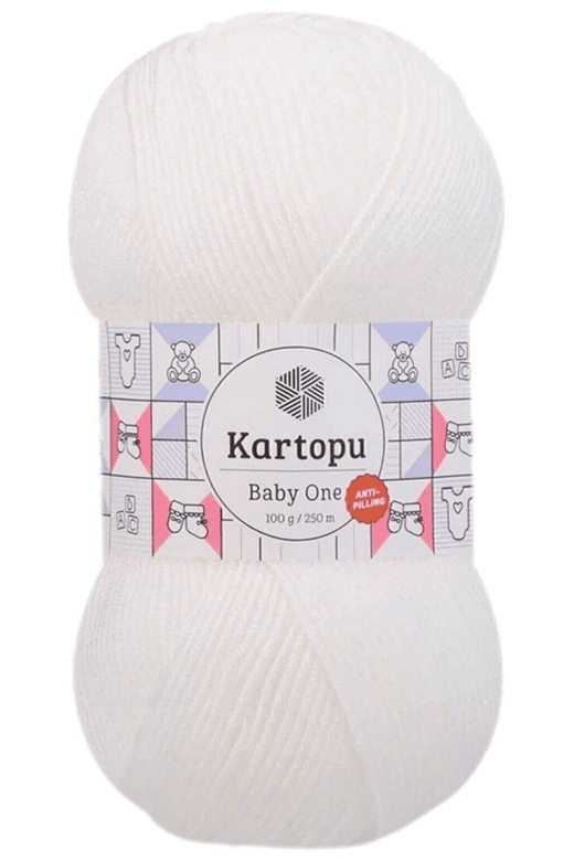 Kartopu RT-5H8E113USY 1 Adet Baby One Tüylenmeyen El Örgü İpi Yünü Kar Beyaz K010