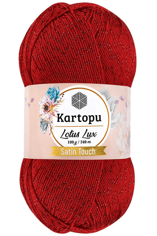 Kartopu RT-7KP3ZAKQ0U 1 Adet Lotus Lux Bikini Büstiyer Bluz Simli Örgü İpi K165 Kırmızı