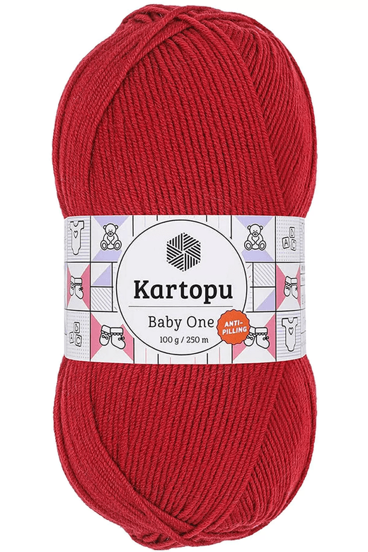Kartopu RT-CHFOOZG5YJ 1 Adet Baby One Tüylenmeyen El Örgü İpi Yünü Kırmızı K125