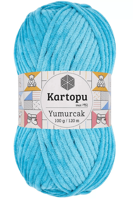 Kartopu RT-I0WFUQU3RB 1 Adet Yumurcak Kadife El Örgü İpi Turkuaz K515