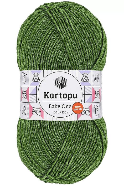 Kartopu RT-JL17ALS9F3 1 Adet Baby One Tüylenmeyen El Örgü İpi Yünü Yeşil K1391