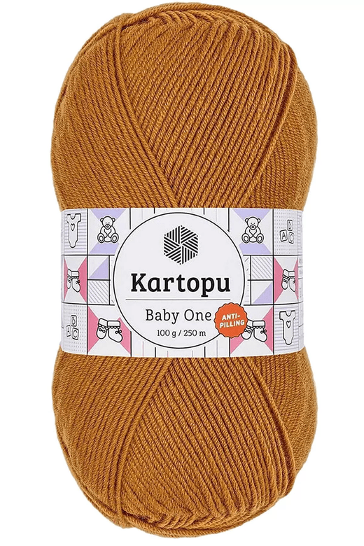 Kartopu RT-QDNA674OKI 1 Adet Baby One Tüylenmeyen El Örgü İpi Yünü Hardal K1854