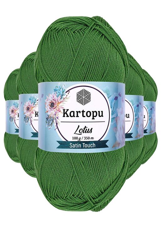 Kartopu RT-RYL-5ARKRLOTK486 5 Adet Lotus Bikini Büstiyer Bluz Örgü İpi  K486 Çam Yeşili