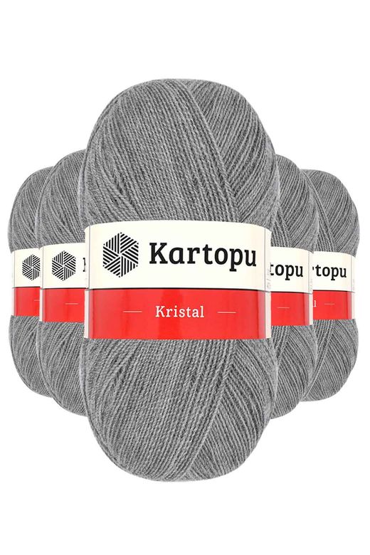 Kartopu RT-RYL-5ARKTLF1001 5 Adet Kristal Çift Katlı El Örgü Lif İpi Açık Gri K1001
