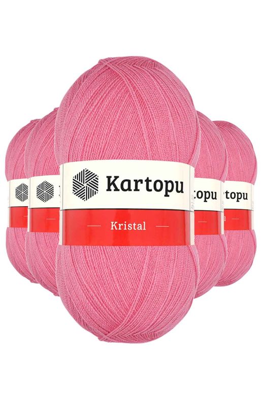 Kartopu RT-RYL-5ARKTLF1790 5 Adet Kristal Çift Katlı El Örgü Lif İpi Koyu Pembe K1790