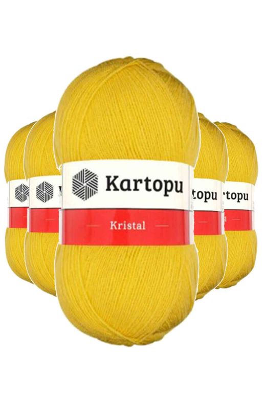 Kartopu RT-RYL-5ARKTLF301 5 Adet Kristal Çift Katlı El Örgü Lif İpi Sarı K301