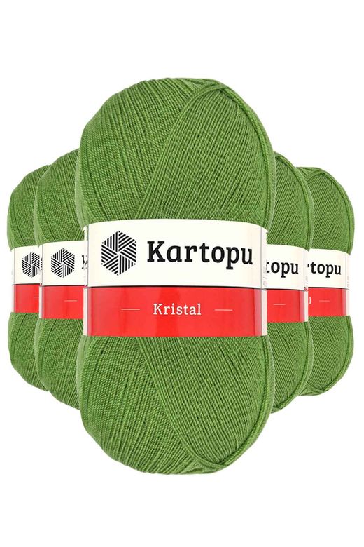 Kartopu RT-RYL-5ARKTLF442 5 Adet Kristal Çift Katlı El Örgü Lif İpi Açık Yeşil K442