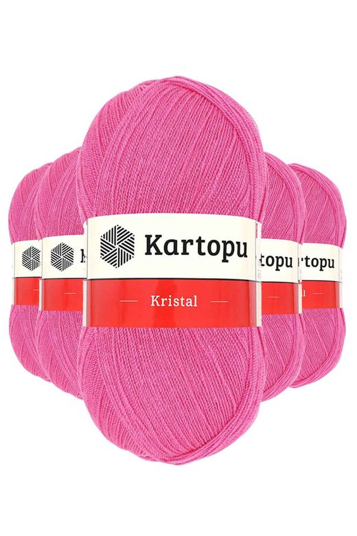 Kartopu RT-RYL-5ARKTLF772 5 Adet Kristal Çift Katlı El Örgü Lif İpi Şeker Pembe K772
