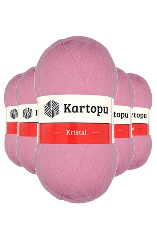 Kartopu RT-RYL-5ARKTLF774 5 Adet Kristal Çift Katlı El Örgü Lif İpi Pembe K774