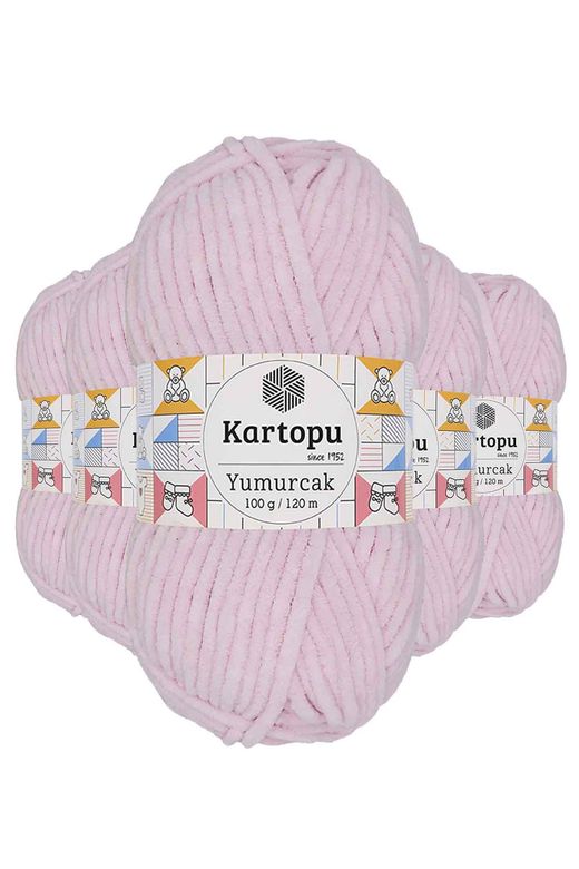 Kartopu RT-RYL-5ARKTYMK1562 5 Adet Yumurcak Kadife El Örgü İpi Toz Pembe K1562
