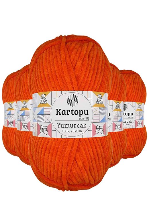 Kartopu RT-RYL-5ARKTYMK205 5 Adet Yumurcak Kadife El Örgü İpi Turuncu K205