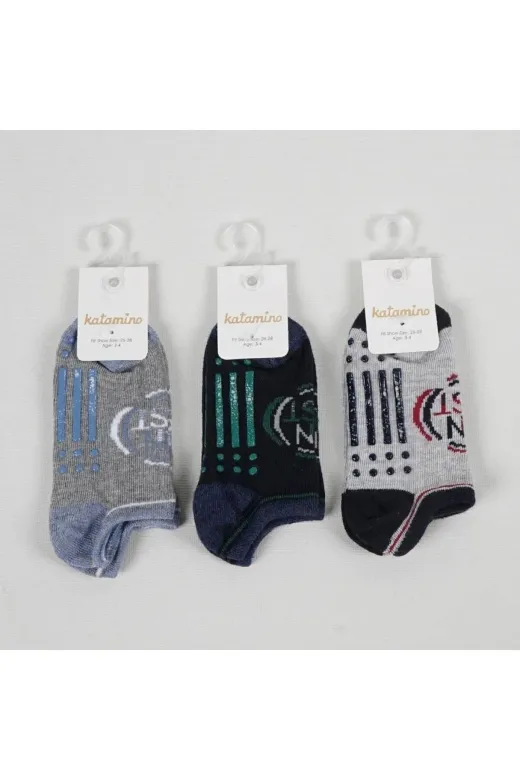 Katamino brwezt13 Erkwk Çocuk Dikişsiz Taban Kaydırmaz Patik Çorap 6 Çift