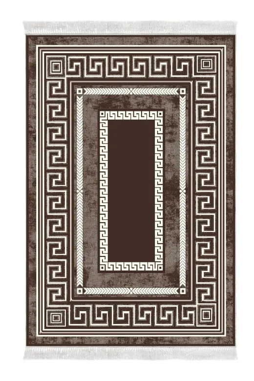 KAYABEY HOME B3-651MK1-10P2 Kaymaz Taban Djt 2 Li Banyo Paspas Takımı Trend Saçaklı Modern 651M Kahve