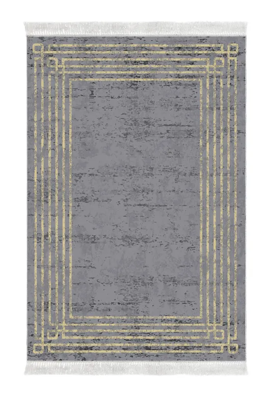 KAYABEY HOME B3-M5142K1-10P2 Kaymaz Taban Djt 2 Li Banyo Paspas Takımı Trend Saçaklı Modern M5142 Antrasit