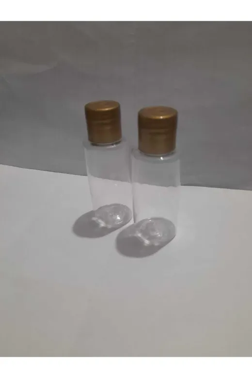 KAYAPETLASTİK KAYAPETPLASTİK73 50 Adet Mini Boş Plastik Mini Şişe ,gold Kapak,şampuan Duş Jeli Saç Kremi Kuaför Malzemesi